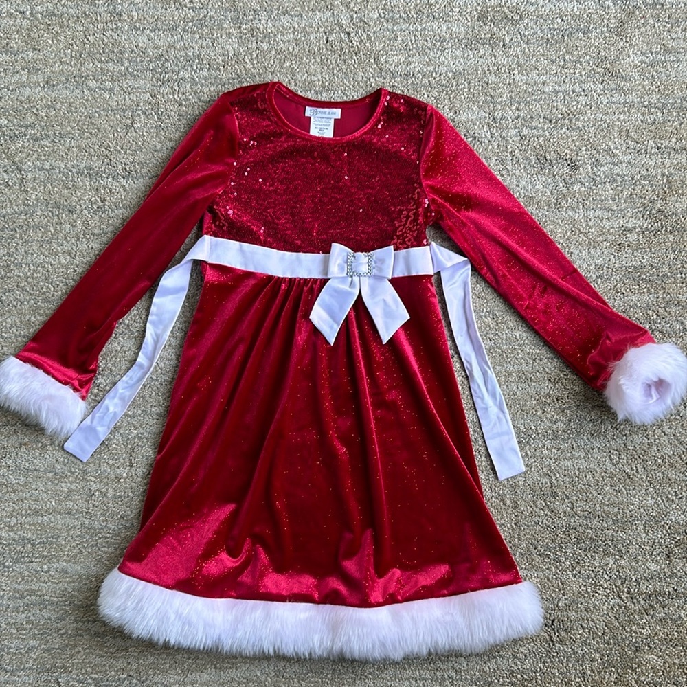 🎅🏻Red Sequin Santa Dress Girls Size 12🎅🏻